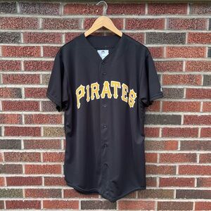 Majestic Pittsburgh Pirates Black and Yellow Button Baseball Jersey